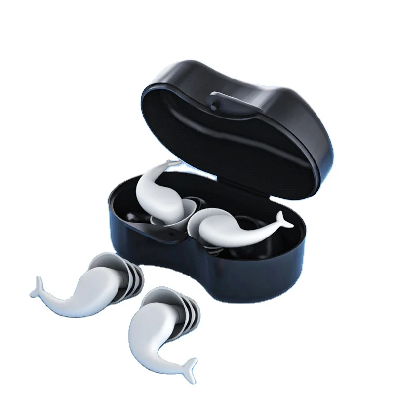 Silicone Swimming Ear Plugs with Case — Corded, for the water